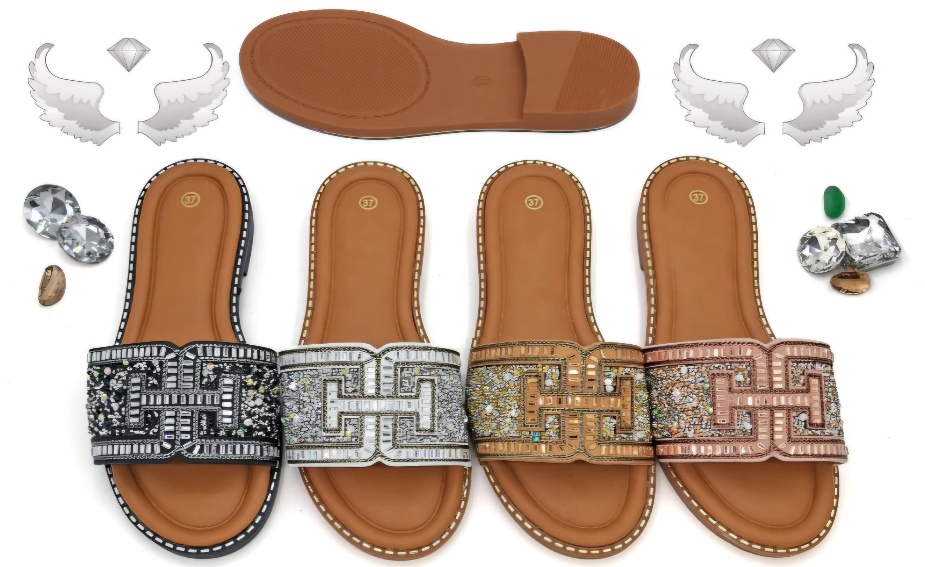 Sandales Strass Large Bande Style CH